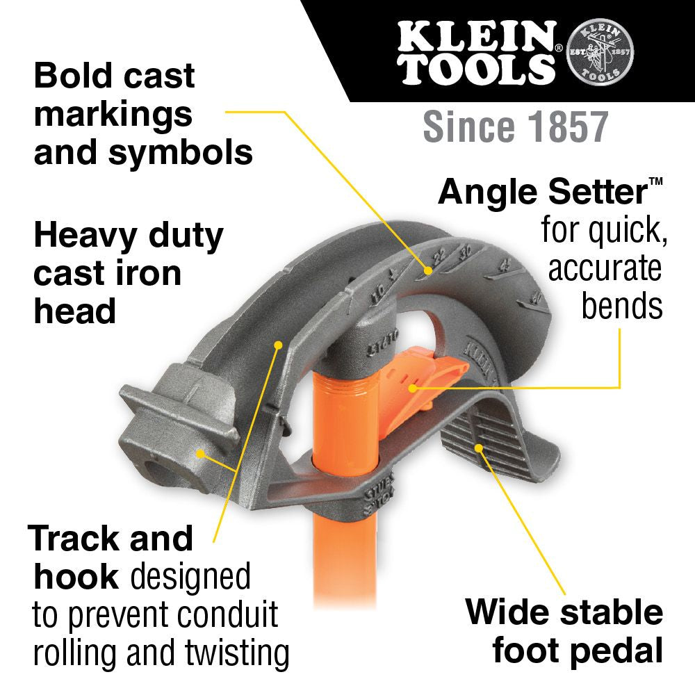 Klein Tools 51603 Iron Conduit Bender 1/2-Inch EMT with Angle Setter