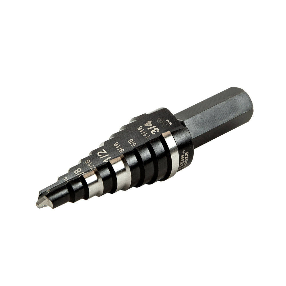 Klein Tools KTSB03 Step Drill Bit Double-Fluted #3, 1/4" to 3/4"