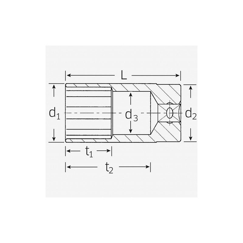 Stahlwille 03420052 1 1/8" x 1/2" Deep Bi-Hex Socket