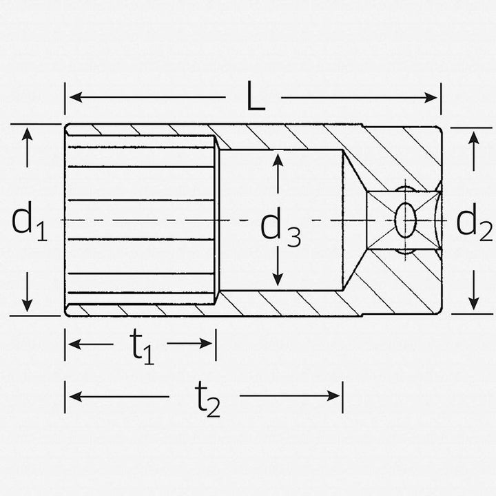 Stahlwille 03420054 1 3/16" x 1/2" Deep Bi-Hex Socket