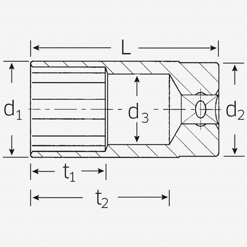 Stahlwille 03020015 51 1/2" Extra Deep 12-pt Socket, 15 mm