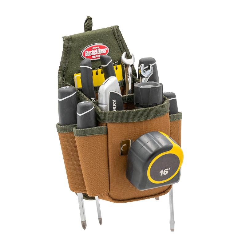 Bucket Boss 54175 Utility Plus Pouch with FlapFit 3 Pockets, Tool Belts, Belt Clip, For 2 in Max Belt Wd, Open Top