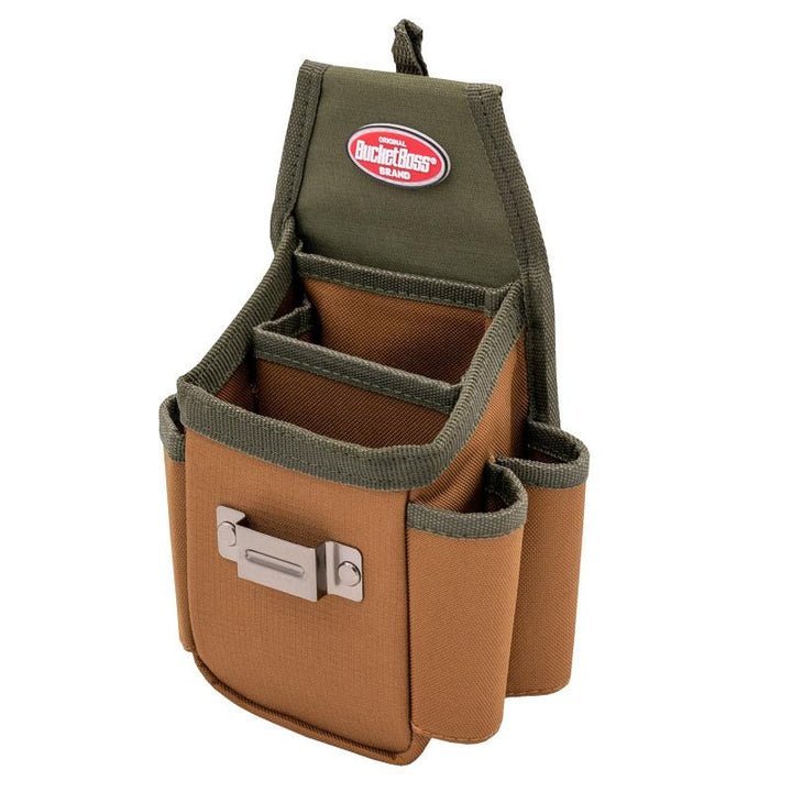 Bucket Boss 54175 Utility Plus Pouch with FlapFit 3 Pockets, Tool Belts, Belt Clip, For 2 in Max Belt Wd, Open Top