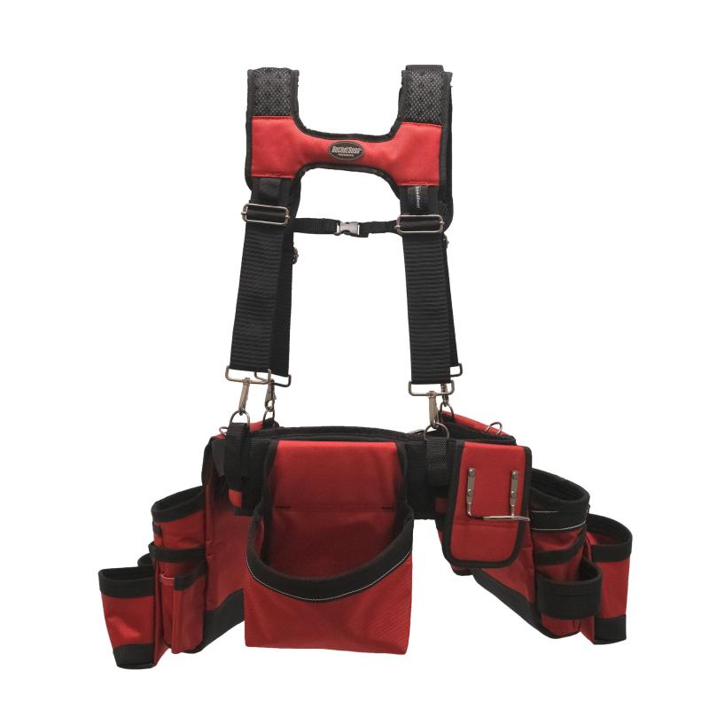 Bucket Boss 55185-RD Red Framer's Tool Belt with Suspenders.