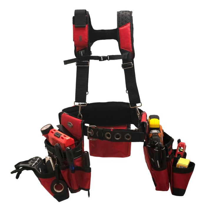 Bucket Boss 55185-RD Red Framer's Tool Belt with Suspenders.