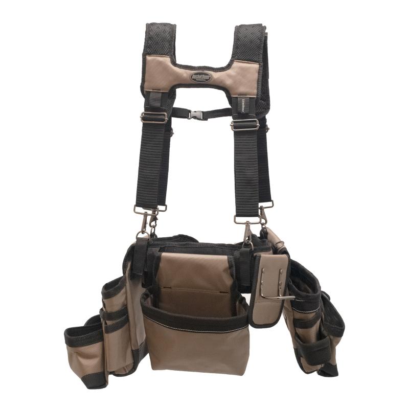 Bucket Boss 55185-TN Tan Framer's Tool Belt with Suspenders.