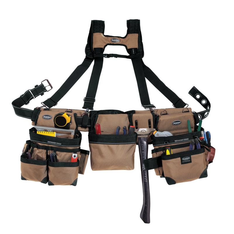 Bucket Boss 55185-TN Tan Framer's Tool Belt with Suspenders.