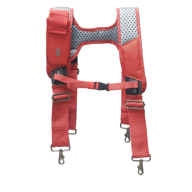Bucket Boss 55505-RD Leather Hybrid Tool Belt with Suspenders-Red.