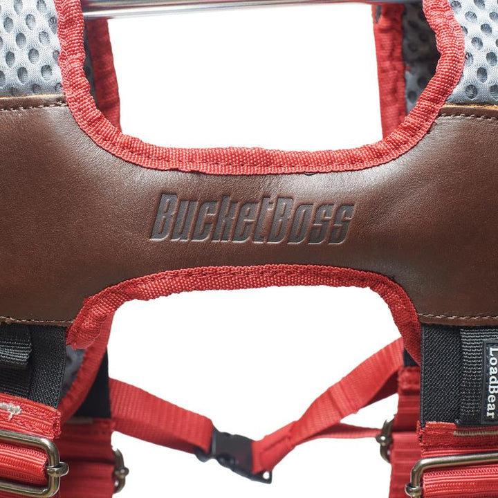 Bucket Boss 55505-RD Leather Hybrid Tool Belt with Suspenders-Red.