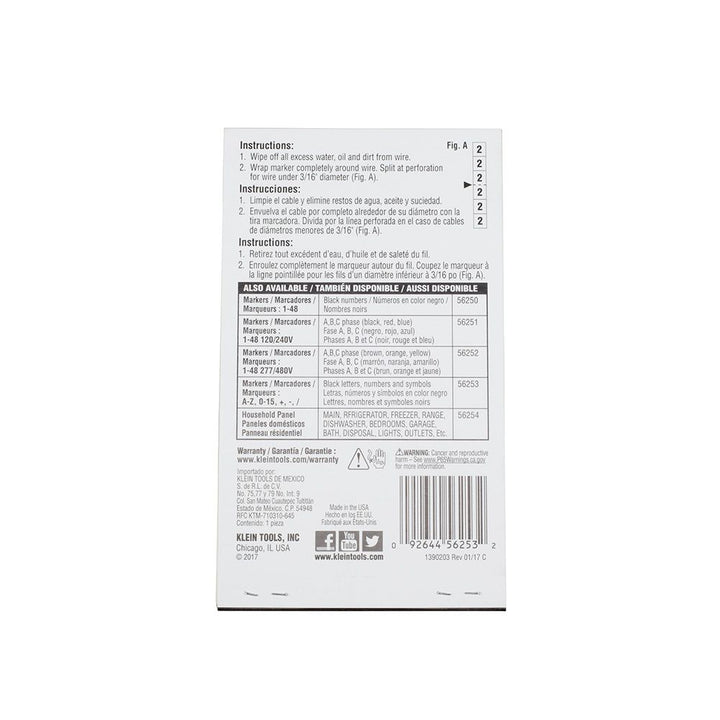 Klein Tools 56253 Wire Marker Book, Black Letters, Numbers, and Symbols