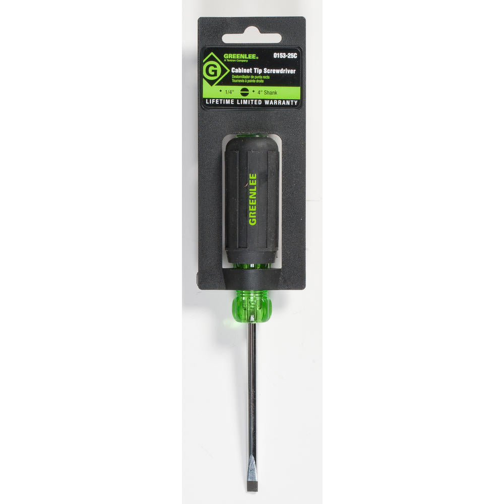 Greenlee 0153-25C Screwdriver, Flat-Cabinet Tip 1/4X4"