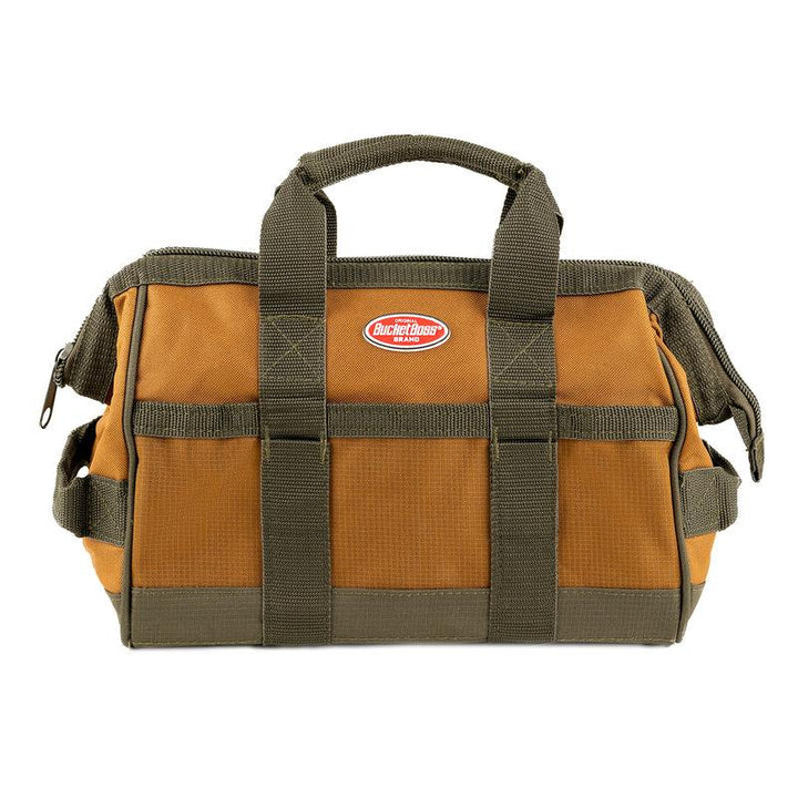 Bucket Boss 60012 Gatemouth 12 Tool Bag, Green, Brown 16 Pockets