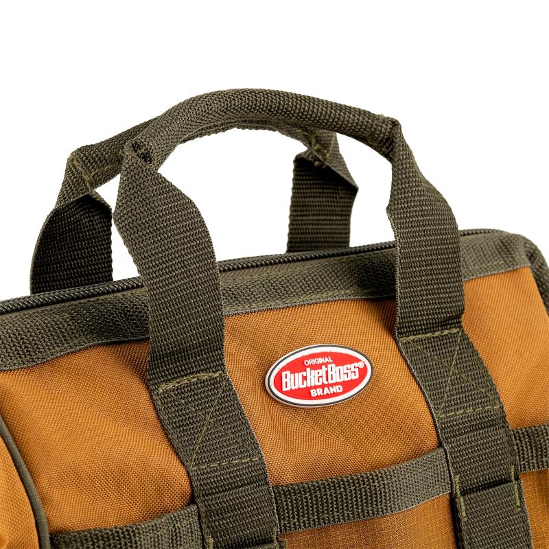 Bucket Boss 60012 Gatemouth 12 Tool Bag, Green, Brown 16 Pockets