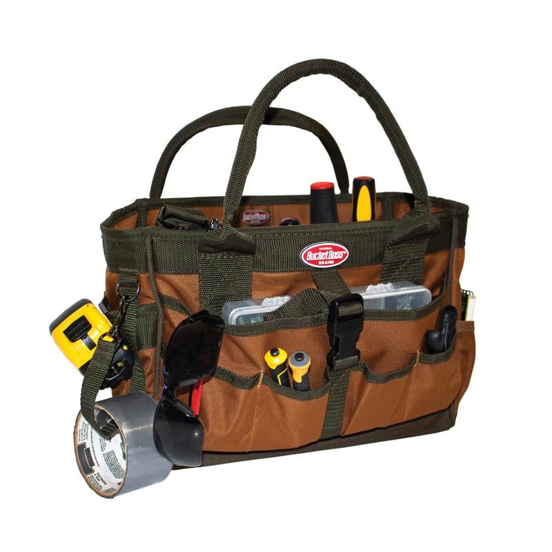 Bucket Boss 60088 Gatemouth Hopalong Tool Tote Brown, Green 12 Pockets