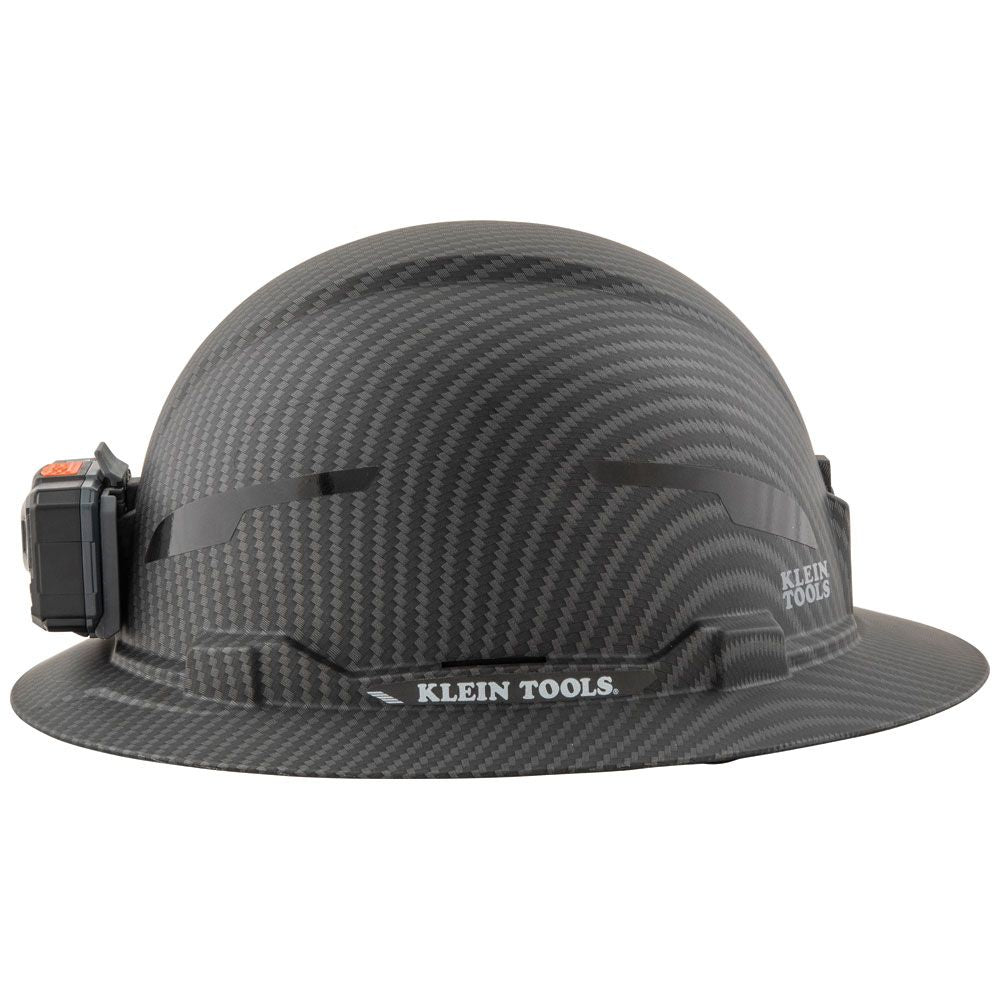Klein Tools 60346 Hard Hat, Premium KARBN™, Non-Vented Full Brim, Class E with Headlamp