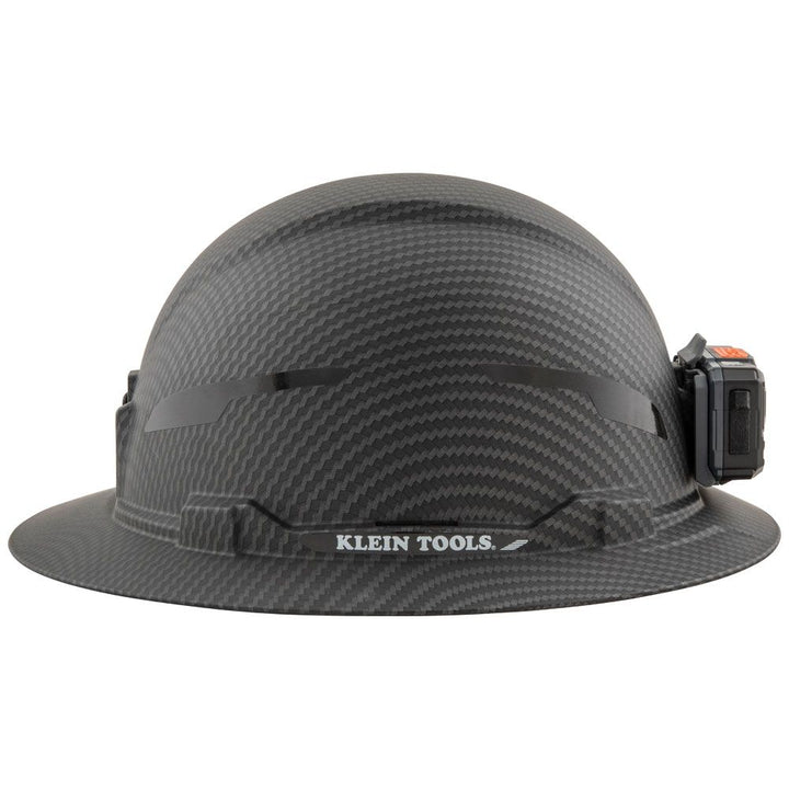 Klein Tools 60346 Hard Hat, Premium KARBN™, Non-Vented Full Brim, Class E with Headlamp