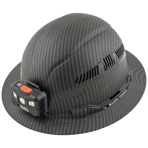 Klein Tools 60347 Hard Hat, Premium KARBN™, Vented Full Brim, Class C with Headlamp