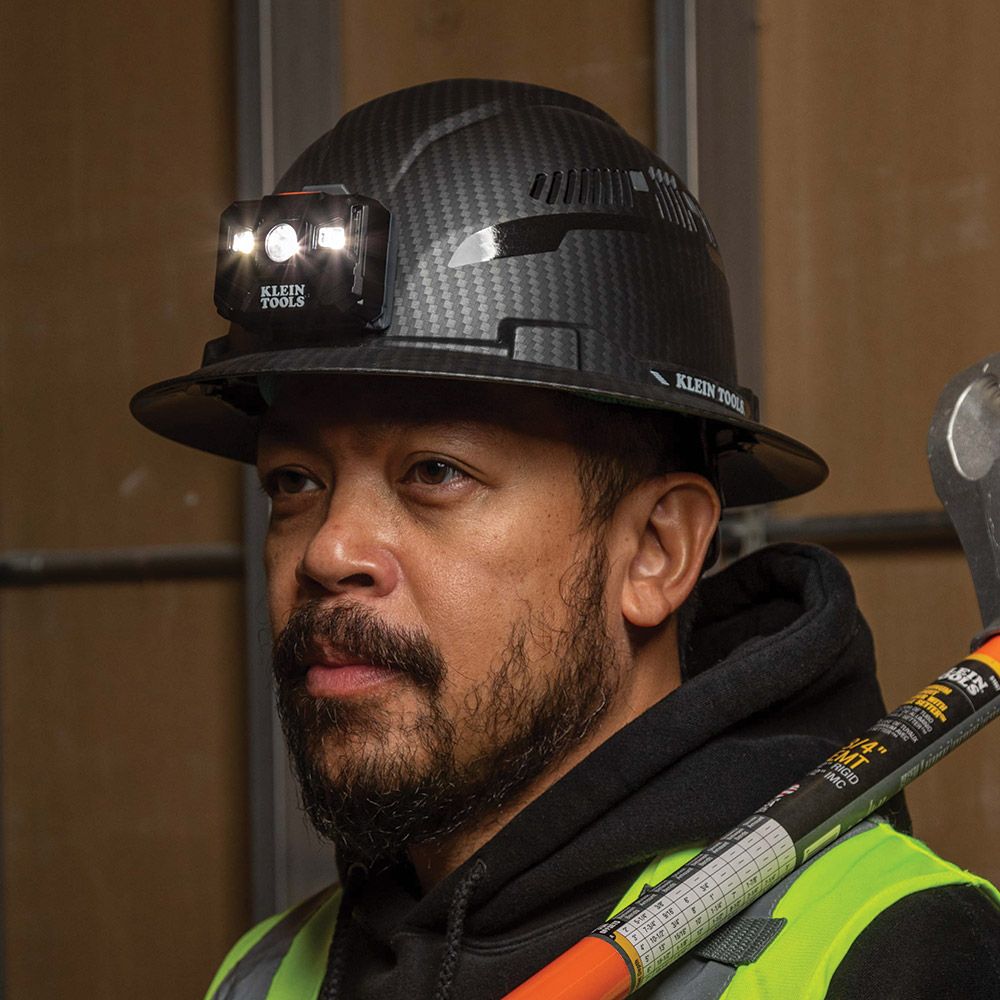 Klein Tools 60346 Hard Hat, Premium KARBN™, Non-Vented Full Brim, Class E with Headlamp