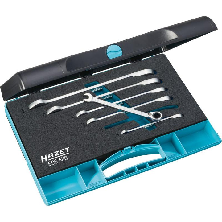 Hazet 606N/6 Ratcheting Combination Wrench Set, 6 Pieces