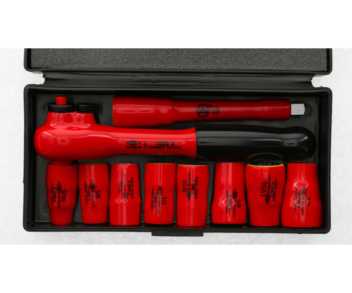 Wiha Tools 31493 Insulated Inch Socket Set, 3/8" Drive, 10 Pc.