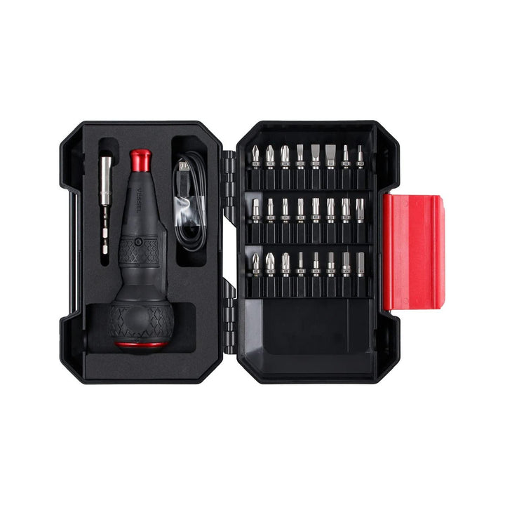 Vessel Tools 220USB25U Ball Grip Rechargeable Screwdriver with 25 piece Bit Set
