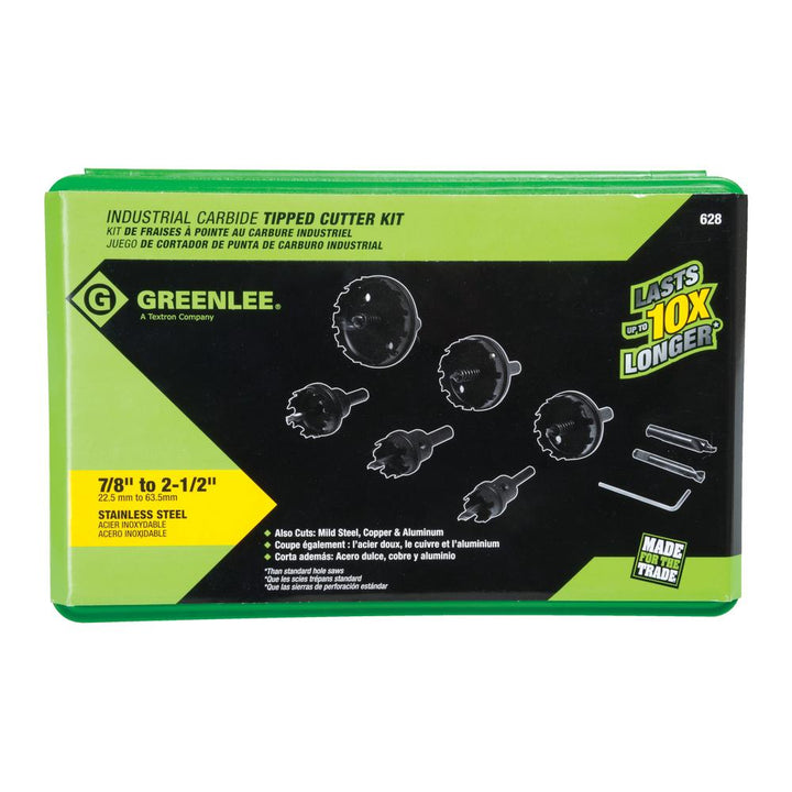 Greenlee 628 Carbide-Tipped Hole Cutter Kit, 8 Pc