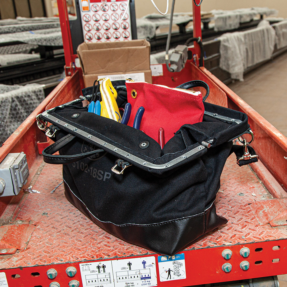 Klein Tools 510218SPBLK Deluxe Black Canvas Tool Bag, 18-Inch