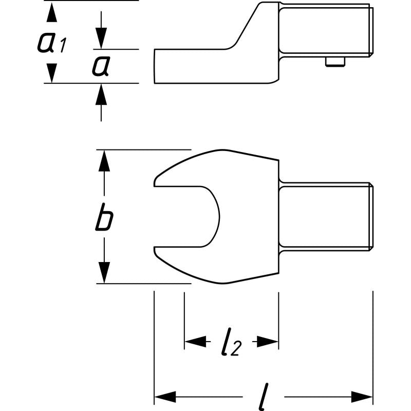 Hazet 6450C-19 Insert Open-End Wrench, 9x12mm Insert Square Drive, 19mm Hex