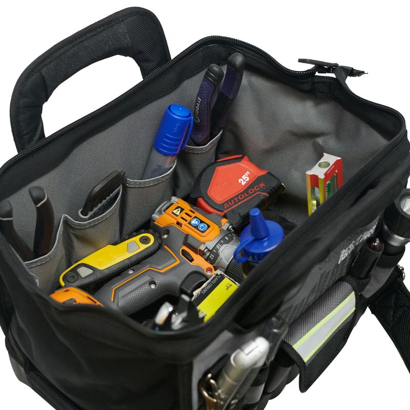 Bucket Boss 65114-HV 14" HV Pro Tool Bag, Grey, Black 14 Pockets