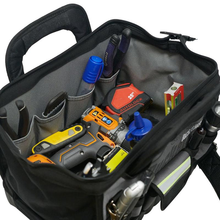 Bucket Boss 65114-HV 14" HV Pro Tool Bag, Grey, Black 14 Pockets