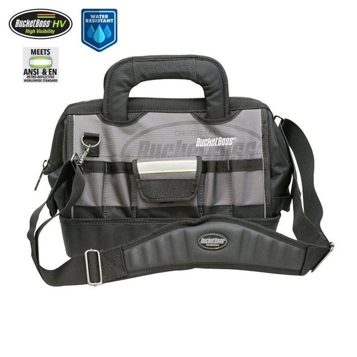 Bucket Boss 65114-HV 14" HV Pro Tool Bag, Grey, Black 14 Pockets