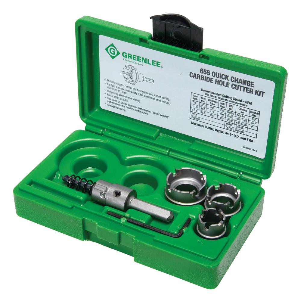 Greenlee 655 Quick Change Carbide Cutter Set, 4 Piece