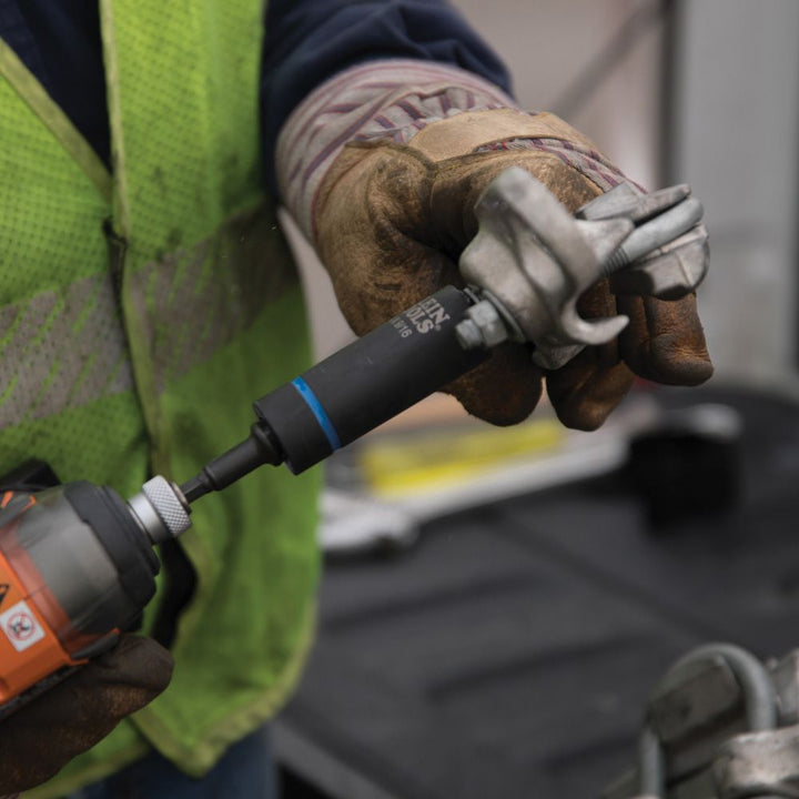 Klein Tools 66065 2-in-1 Deep Impact Socket, 6-Point 1-Inch and 13/16-Inch Hex Socket Sizes, Use with Impact Wrenches BAT20-CW, BAT20-CW