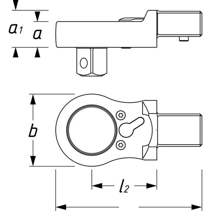 Hazet 6604-1 Insert Reversible Ratchet, 14x18mm Insert Square Drive, 12.5mm (1/2") Square