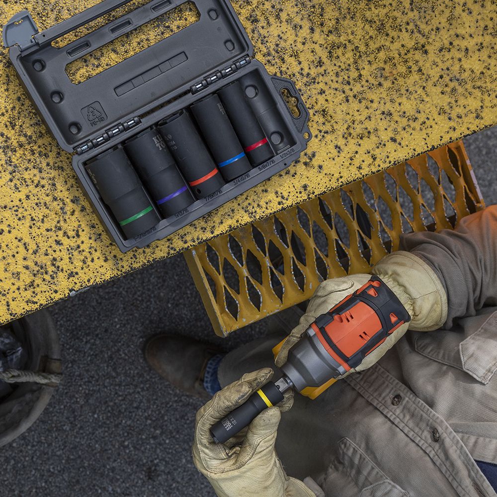 Klein Tools 66061 2-in-1 Deep Impact Socket, 6-Point 1/2-Inch and 3/8-Inch Hex Socket, use with Impact Wrenches BAT20-CW, BAT20-CW