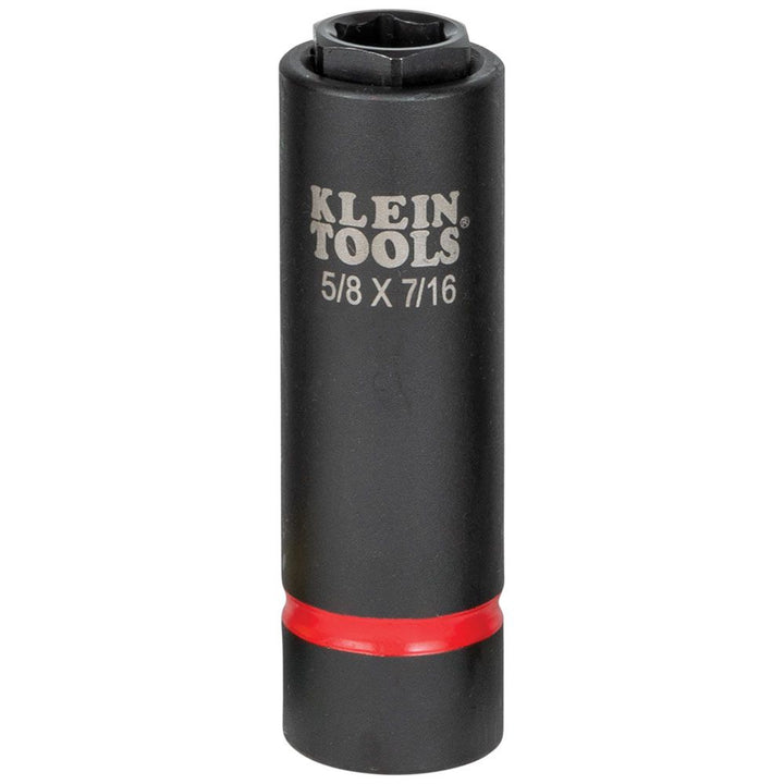 Klein Tools 66062 2-in-1 Deep Impact Socket, 6-Point 5/8-Inch and 7/16-Inch Hex Socket, Use with Impact Wrenches BAT20-CW, BAT20-CW