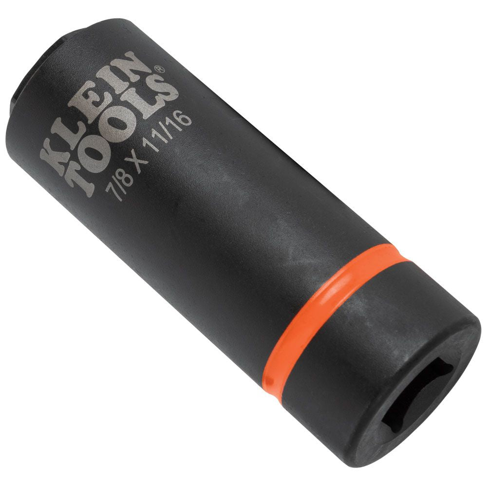 Klein Tools 66064 2-in-1 Deep Impact Socket, 6-Point 7/8-Inch and 11/16-Inch Hex Sizes, Use with Impact Wrenches BAT20-CW, BAT20-CW