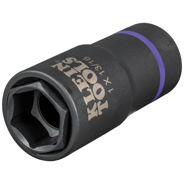 Klein Tools 66065 2-in-1 Deep Impact Socket, 6-Point 1-Inch and 13/16-Inch Hex Socket Sizes, Use with Impact Wrenches BAT20-CW, BAT20-CW
