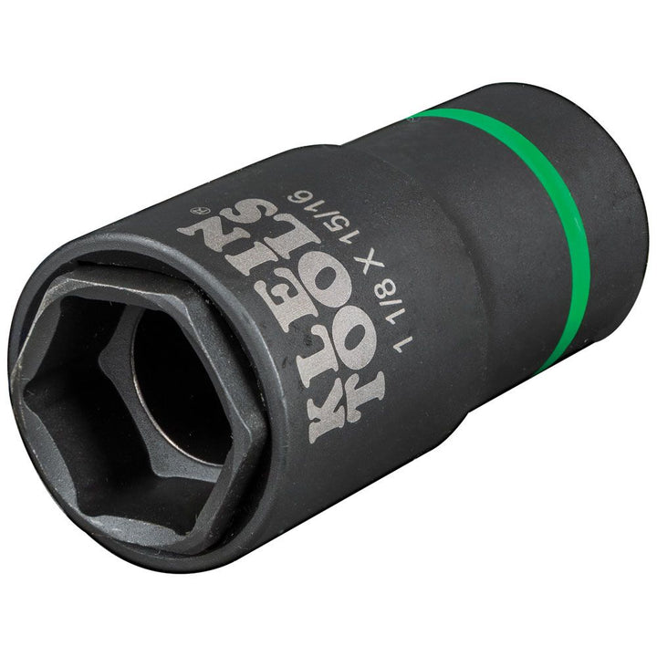 Klein Tools 66066 2-in-1 Deep Impact Socket, 6-Point 1-1/8-Inch and 15/16-Inch hex socket sizes, Use with Impact Wrenches BAT20-CW, BAT20-CW