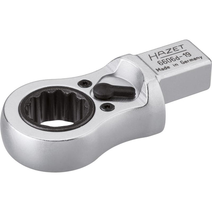 Hazet 6606D-19 Ratcheting Insert Box-End Wrench, 14x18mm Insert Square Drive, 19mm 12-Point