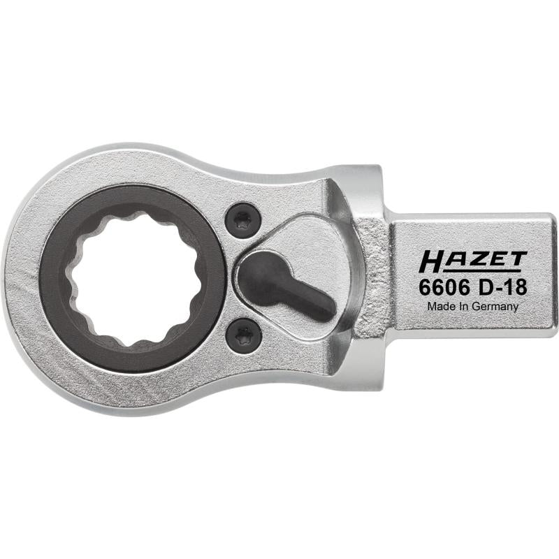 Hazet 6606D-21 Ratcheting Insert Box-End Wrench, 14x18mm Insert Square Drive, 21mm 12-Point