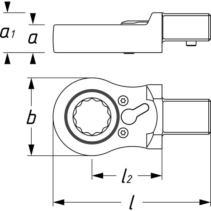 Hazet 6606D-21 Ratcheting Insert Box-End Wrench, 14x18mm Insert Square Drive, 21mm 12-Point