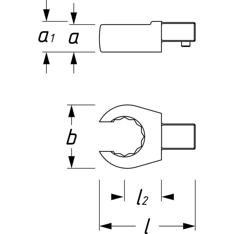 Hazet 6612C-11 Insert Open Box-End Wrench, 9x12mm Insert Square Drive, 11mm 12-Point