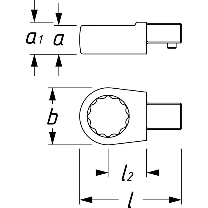Hazet 6630C-12 Insert Box-End Wrench, 9x12mm Insert Square Drive, 12mm 12-Point