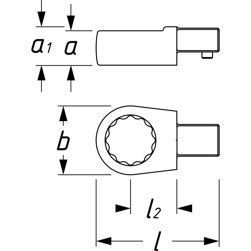 Hazet 6630D-18 Insert Box-End Wrench, 14x18mm Insert Square Drive, 18mm 12-Point