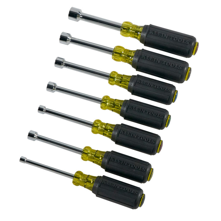 Klein Tools 631 Nut Driver Set 3-Inch Shafts, Cushion Grip, 7-Piece