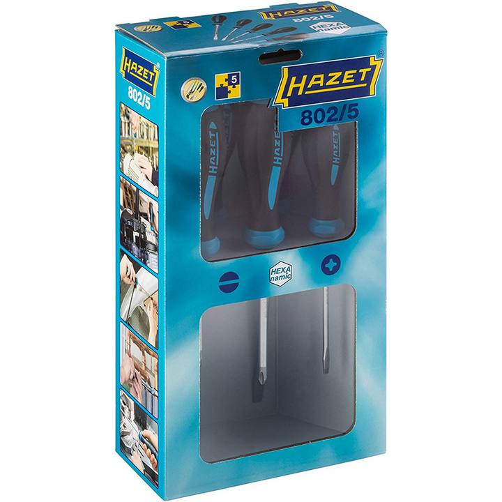 Hazet 802/5 5 Pc Hexanamic Premium Screwdriver Set - Slotted and Phillips