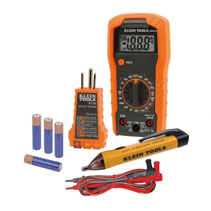 Klein Tools 69149P Test Kit with Multimeter, Non-Contact Volt Tester, Receptacle Tester