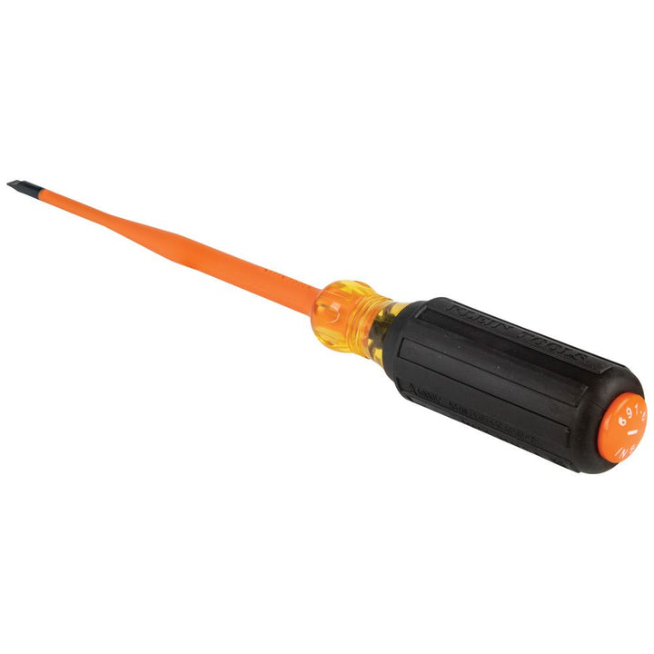 Klein Tools 6924INS Slim-Tip Insulated Screwdriver, 1/4-Inch Cabinet, 4-Inch Round Shank
