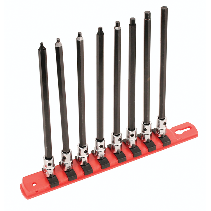Wiha Tools 77191 8 Piece Hex SAE 1/4" Drive Bit Socket Rail Set